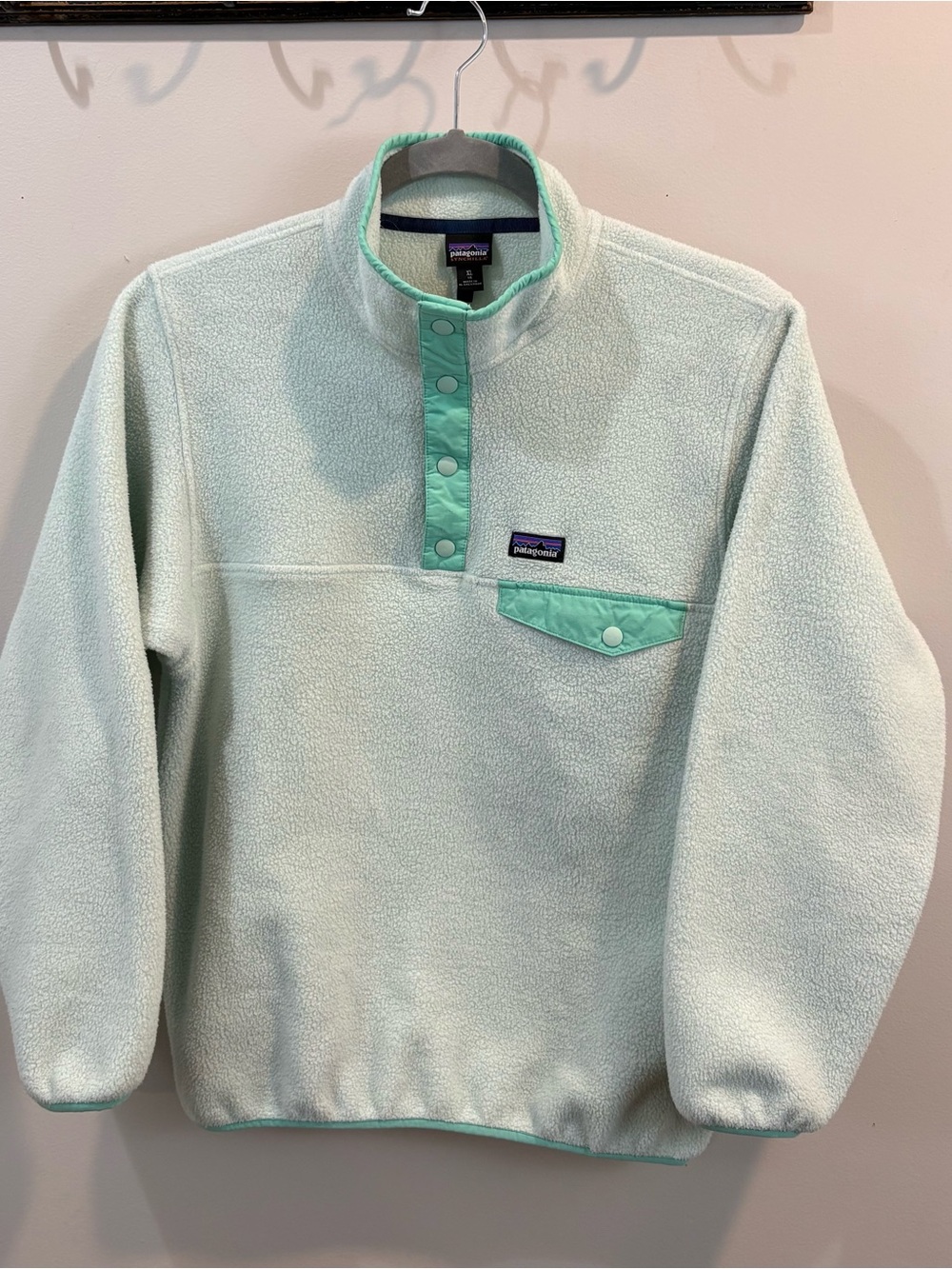 Patagonia Synchilla Mint Green Fleece Pullover Size XL 14